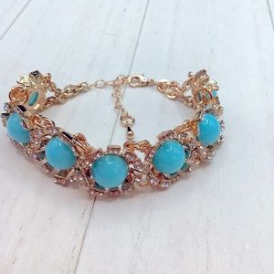 Sparkly Adjustable Gold & Blue Bracelet New